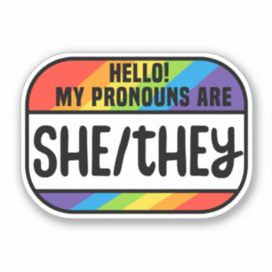 Sticker Balise de nom LGBT Pronononounes non binaires Elle