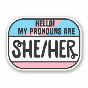 Sticker Balise de nom LGBT Pronononounes transgenre Elle S