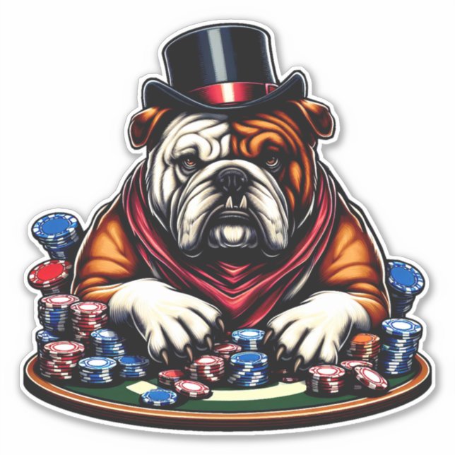 Sticker balle chien jouer au poker jeu casino art (Devant)