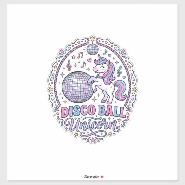Sticker Balle de disco Licorne Licorne Impression ludique  (Feuille)