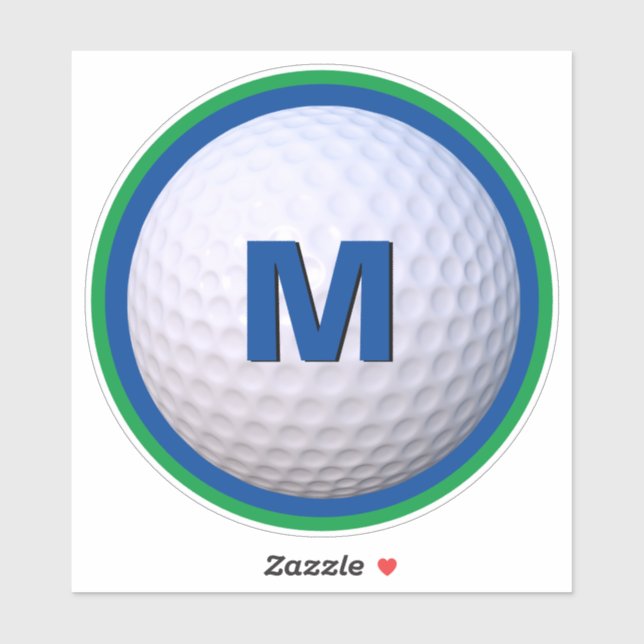 Sticker Balle de golf moderne personnaliser monogramme let (Feuille)
