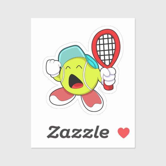 Sticker Balle de tennis avec raquette de tennis (Feuille)
