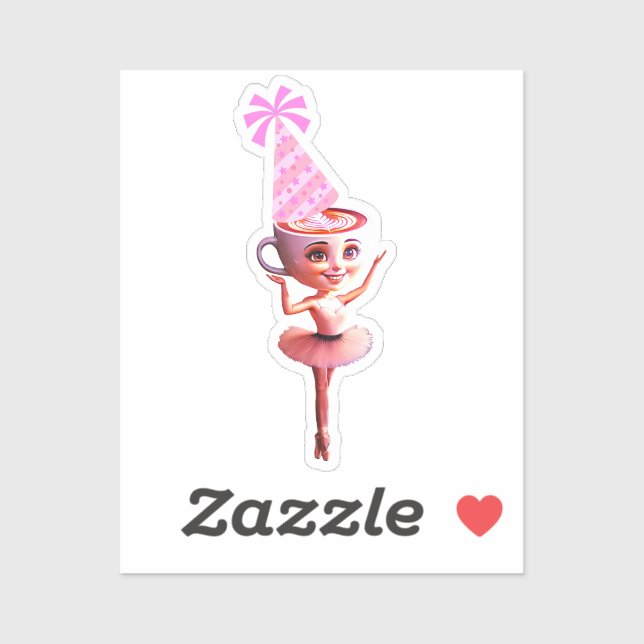 Sticker Ballerina Cappuccina en Casquette de fête d'annive (Feuille)