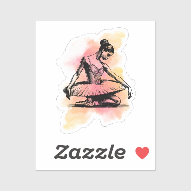 Sticker Ballerina Dancing in Color  (Feuille)