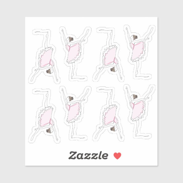 Sticker Ballerina Rose (Feuille)