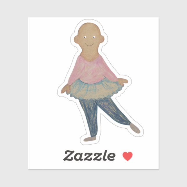 Sticker Ballerine de ballon en jupe bleue. (Feuille)