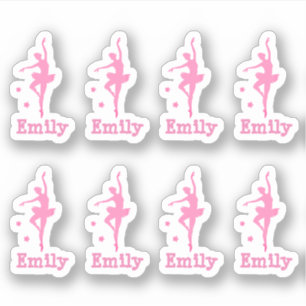 Sticker ballerine rose personnalisée