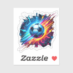 Sticker Ballon de football électrique futuriste éclair