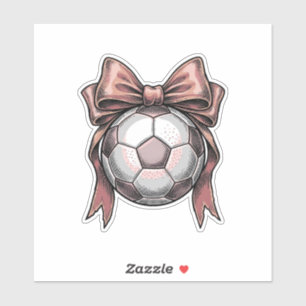 Sticker Ballon de football vintage à ruban rose
