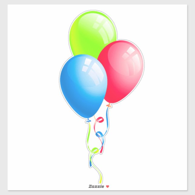 Sticker Ballons Colorés Avec Rubans (Feuille)