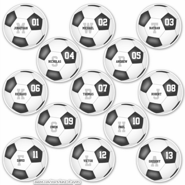 Sticker ballons de football ensemble de 13 personnalisées  (Devant)