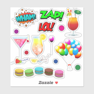 Sticker Ballons de nourriture de fête super héros dit