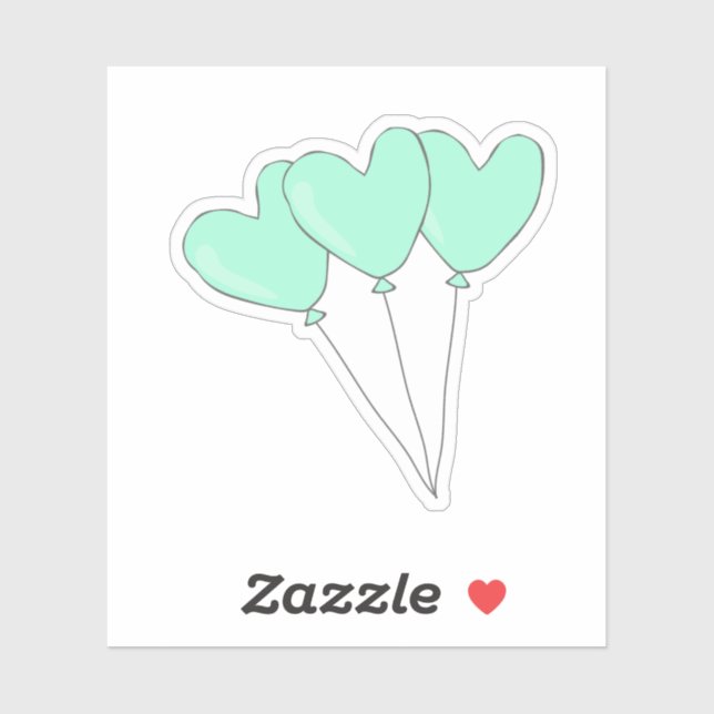 Sticker Ballons en forme de coeur Turquoise doux (Feuille)