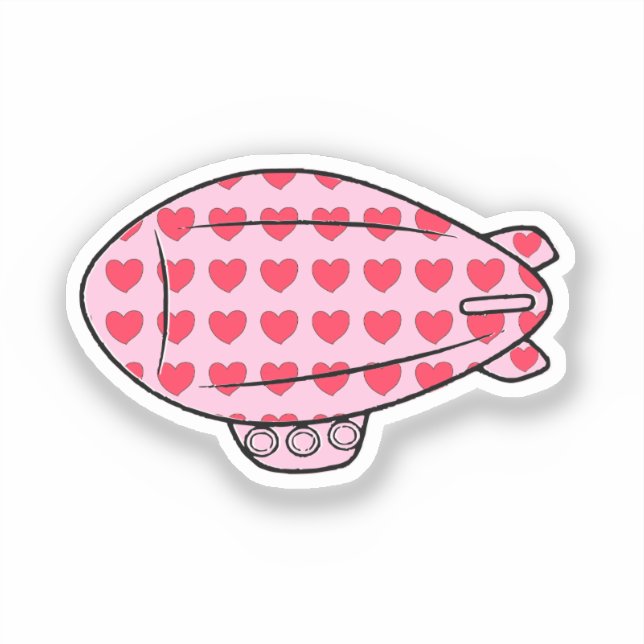 Sticker Balloon rose Blimp Rouge Coeur Motif Personnalisé (Recto)