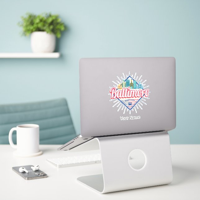 Sticker Baltimore Maryland États-Unis Skyline Vintage (Ordinateur portable sur le bureau)