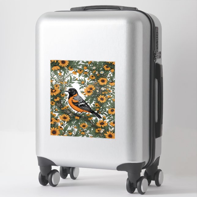 Sticker Baltimore Oriole Bird And Black Eyed Susan Flowers (Sur valise)
