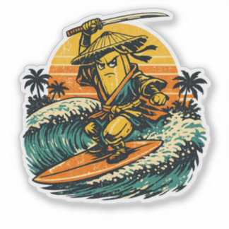 Sticker Banana Ronin Surfer — Vintage Summer Warrior 