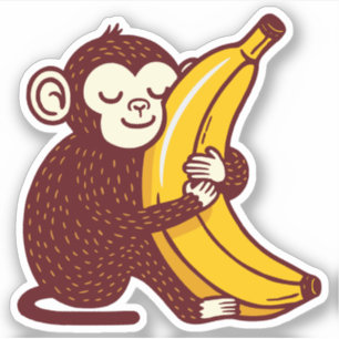 Sticker Banane d'amour de singe