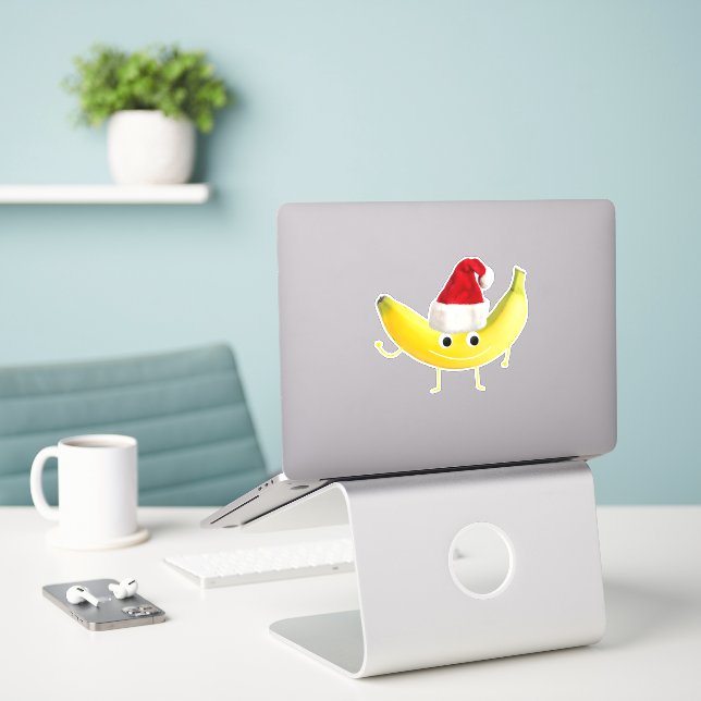Sticker Banane de Noël amusante (Ordinateur portable sur le bureau)