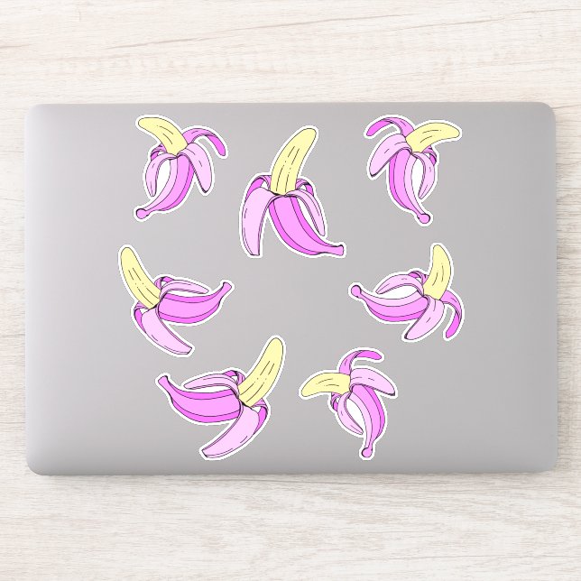 Sticker Bananes roses girly tropical Fruité (Ordinateur)
