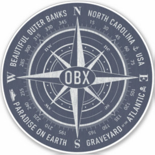 Sticker Bancs extérieurs Boussole Bleu blanc Vintage
