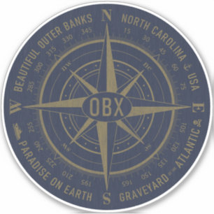 Sticker Bancs extérieurs OBX Compass Vintage Gold Navy Ble