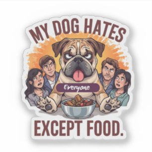 Sticker Bande dessinée drôle de bouledogue tout le monde s