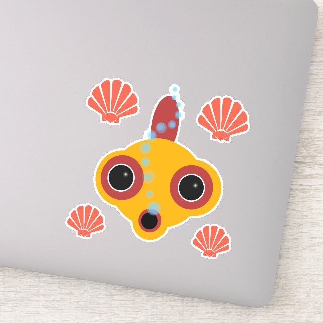 Sticker Bande dessinée mignonne Googly Eyed Goldfish Bubbl (Détail)