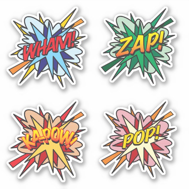 Sticker Bande dessinée rétro amusante Pop Art Flash (Devant)
