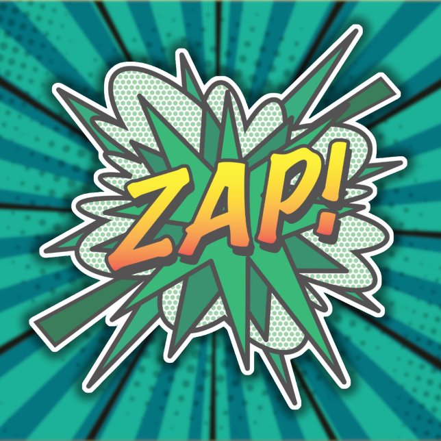 Sticker Bande dessinée rétro fun ZAP Art Pop (ZAP Fun Retro Comic Book Pop Art Sticker)