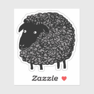 Sticker Bande dessinée Wooly de moutons noirs