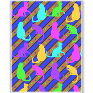 Sticker Bandes de chats colorés et pop art animal à petits