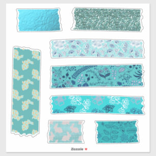 Sticker Bandes de ruban géantes à motifs aqua pour collage