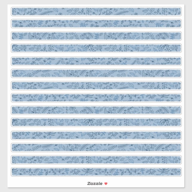 Sticker Bandes fines de fleurs Boho bleu classique  (Feuille)
