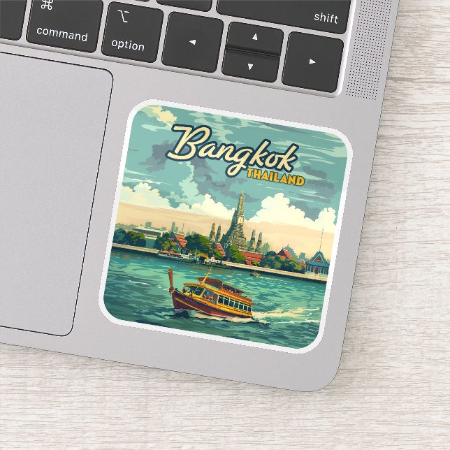 Sticker Bangkok Thaïlande Asie Temple Vintage voyage (Détail)