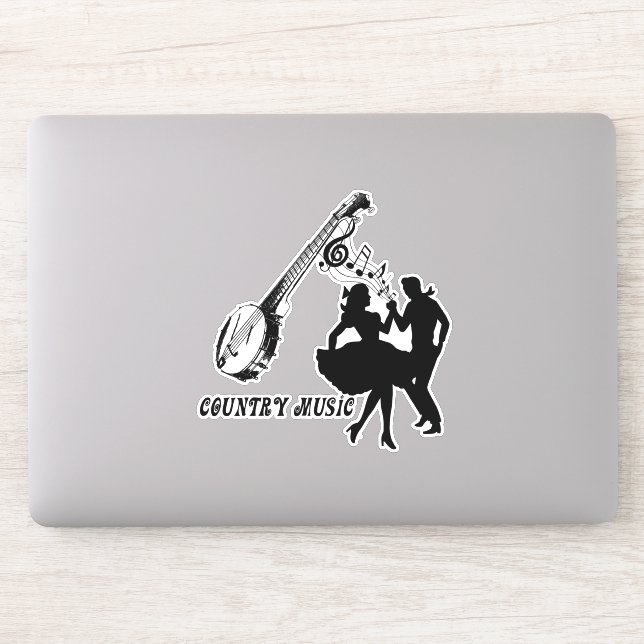 Sticker Banjo Guitar Musique country Danseurs Silhouette A (Ordinateur)