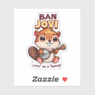 Sticker Banjovi Cute Beaver Jouer Banjo