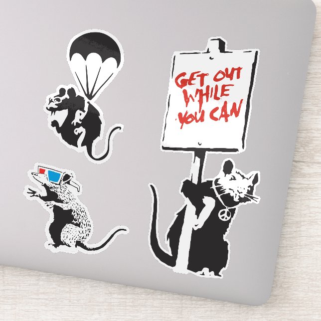 Sticker Banksy Graffiti grunge vinyle Rats ensemble sticke (Détail)