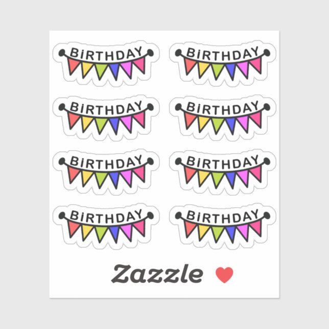 Sticker Bannières de Bunting Anniversaire Anniversaire Rap (Feuille)