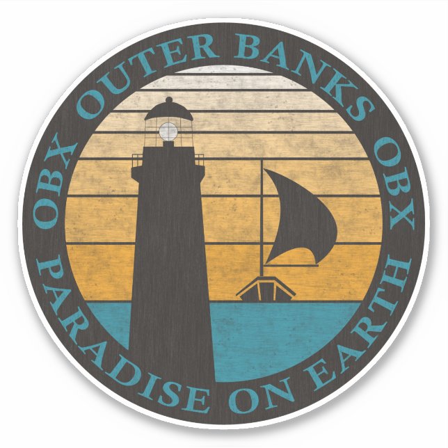 Sticker Banques extérieures OBX Sunset Black Aqua Vintage (Devant)