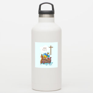 Sticker Baptême Arche du garçon Noah, mignons animaux Pers