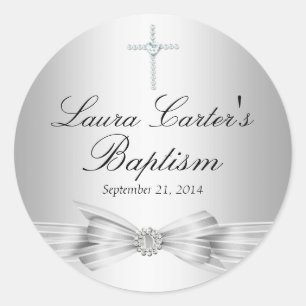 Sticker Baptême Argent & Croix