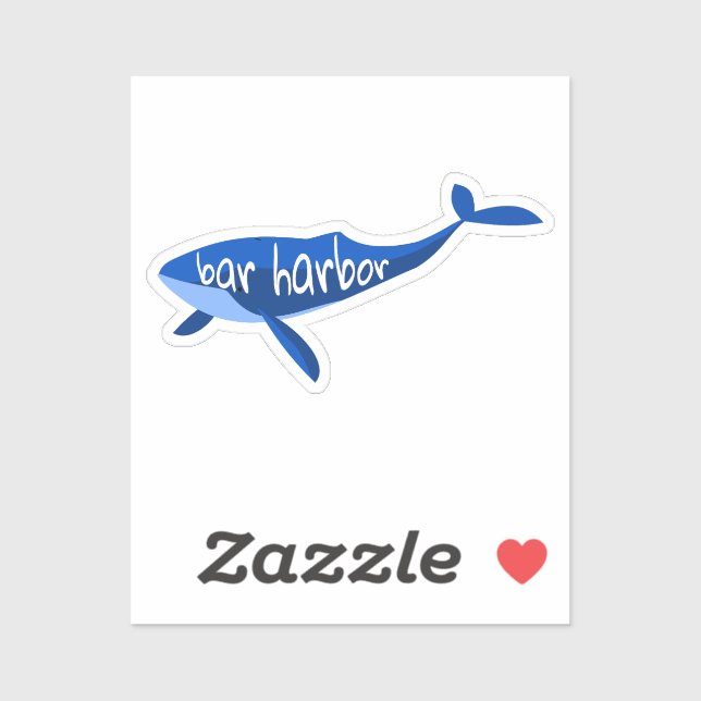 Sticker Bar Harbour Maine Whale (Feuille)