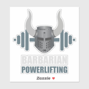 Sticker Barbarian Warrior Powerlifting Workout
