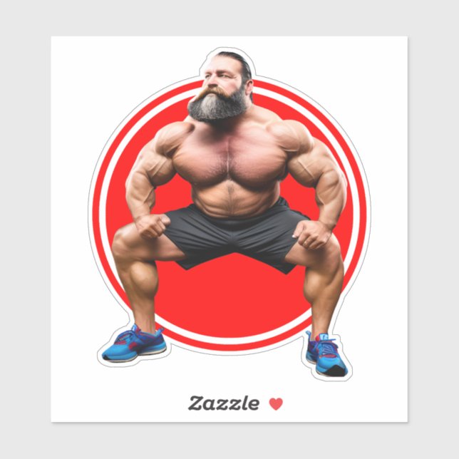 Sticker Barbu musclé (Feuille)