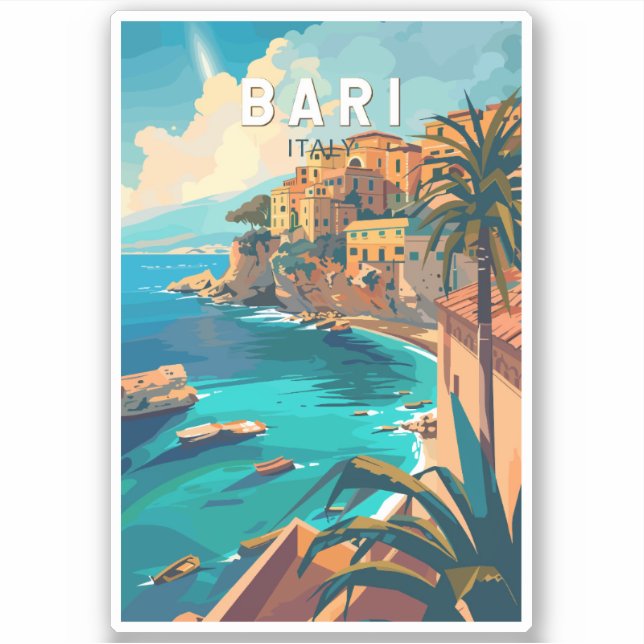 Sticker Bari Italie Travel Art Vintage (Devant)