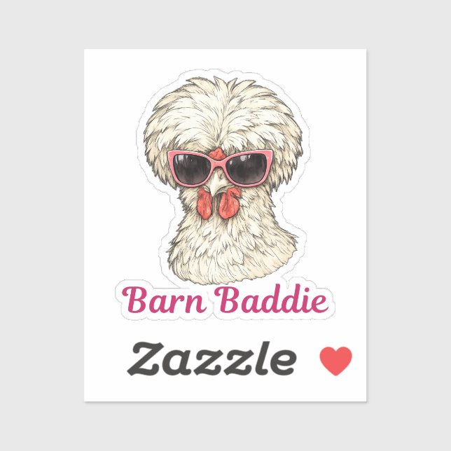 Sticker Barn Baddie Funny Glam Chicken in Pink Sunglasses  (Feuille)