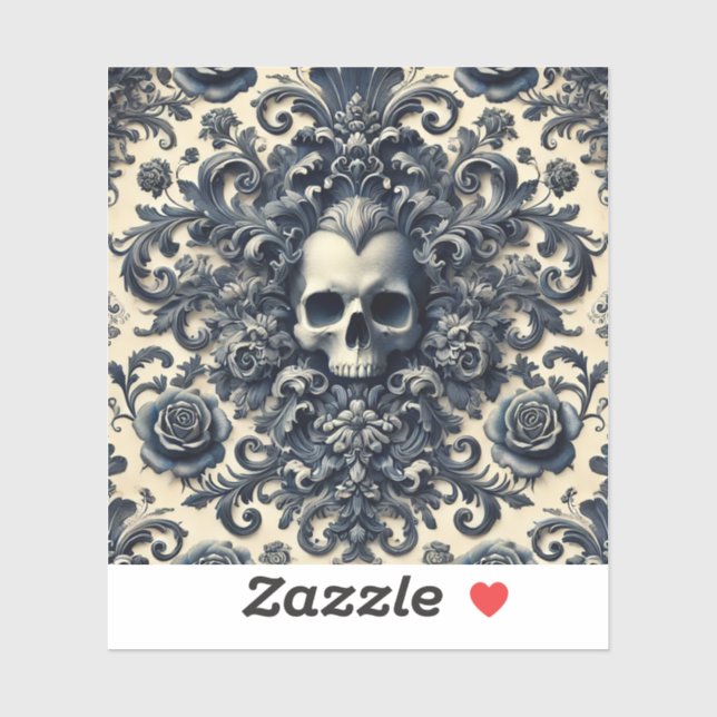 Sticker Baroque Punk - Gothique Coussin crâne (Feuille)