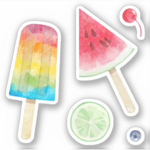 Sticker Barre de fruits congelés aquarelle et fruits de pa