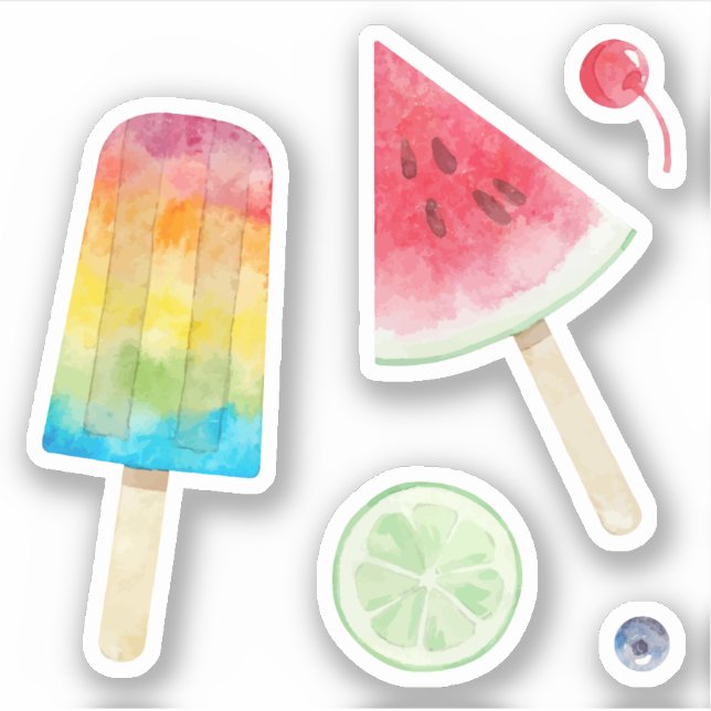 Sticker Barre de fruits congelés aquarelle et fruits de pa (Devant)